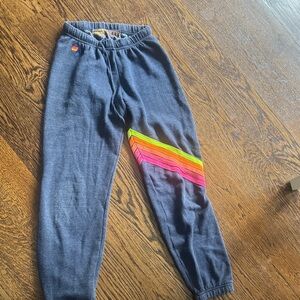 Aviator Nation Charcoal Joggers with Neon Rainbow Stripe